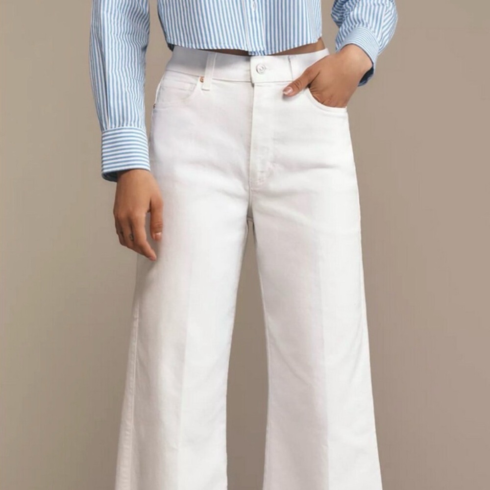 NWT Anthropologie PAIGE Anessa High Rise Wide Leg Ankle Jeans Size 23 White - Picture 2 of 16